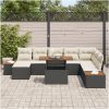 9-delars utemöbelset med kuddar, svart poly-rattan. vidaXL 100 x 55 x 73 cm – miniatyr 3