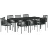 9-delars utemöbler med dynor svart polyrotting vidaXL 54x60.5x83.5 cm – miniatyr 2