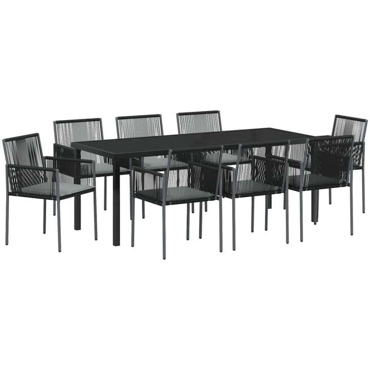 9-delars utemöbler med dynor svart polyrotting vidaXL 54x60.5x83.5 cm – bild 2