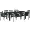 9-delars utemöbler med dynor svart polyrotting vidaXL 54x60.5x83.5 cm – miniatyr 3
