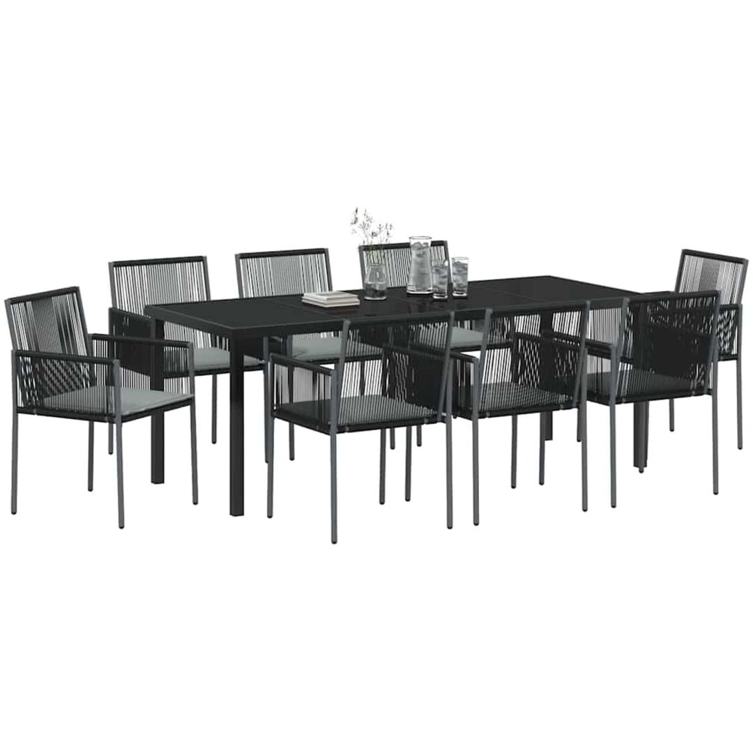 9-delars utemöbler med dynor svart polyrotting vidaXL 54x60.5x83.5 cm – bild 3