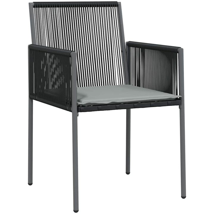 9-delars utemöbler med dynor svart polyrotting vidaXL 54x60.5x83.5 cm – bild 6