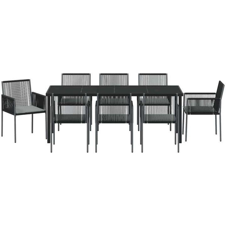 9-delars utemöbler med dynor svart polyrotting vidaXL 54x60.5x83.5 cm – bild 7