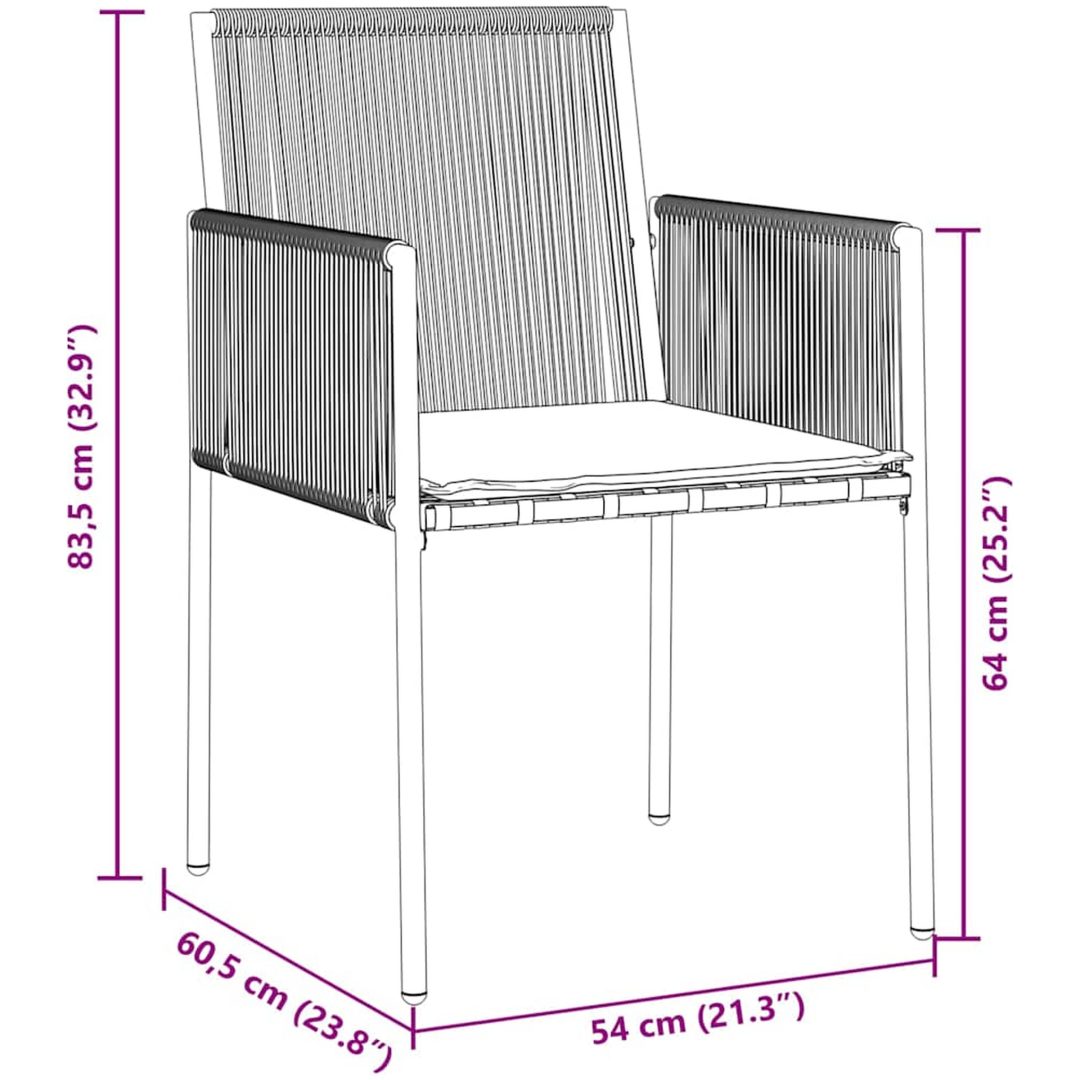 9-delars utemöbler med dynor svart polyrotting vidaXL 54x60.5x83.5 cm – bild 9