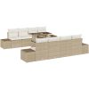 9-delars utesoffa med kuddar i beige polyrotting vidaXL 100 x 55 x 73 cm – miniatyr 2
