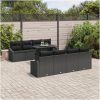 9-delars utesoffa med kuddar i svart polyrotting vidaXL 100 x 55 x 73 cm – miniatyr 1