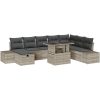 9-delars utesoffa set med kuddar i ljusgrå polyrotting vidaXL 319 x 209 x 69 cm – miniatyr 2