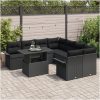 9-delars utesoffa-set med kuddar i svart polyrotting vidaXL 100 x 55 x 73 cm – miniatyr 3
