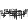 9-delat matplats-set i svart PVC-rattan vidaXL 200 x 80 x 73 cm – miniatyr 3