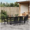 9-delat matplats-set i svart PVC-rattan vidaXL 200 x 80 x 73 cm – miniatyr 4