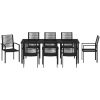 9-delat matplats-set i svart PVC-rattan vidaXL 200 x 80 x 73 cm – miniatyr 6