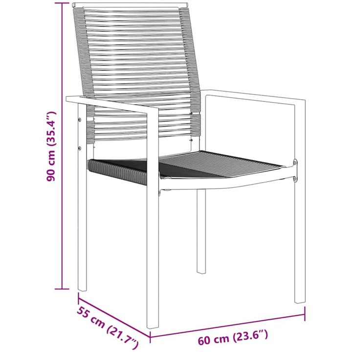 9-delat matplats-set i svart PVC-rattan vidaXL 200 x 80 x 73 cm – bild 8