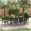 9-delat matplats-set i svart PVC-rattan vidaXL 200 x 80 x 73 cm – miniatyr 1