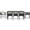 9-delat trädgårds matsalsset med dynor Svart Poly Rattan vidaXL 200 x 80 x 73 cm – miniatyr 7