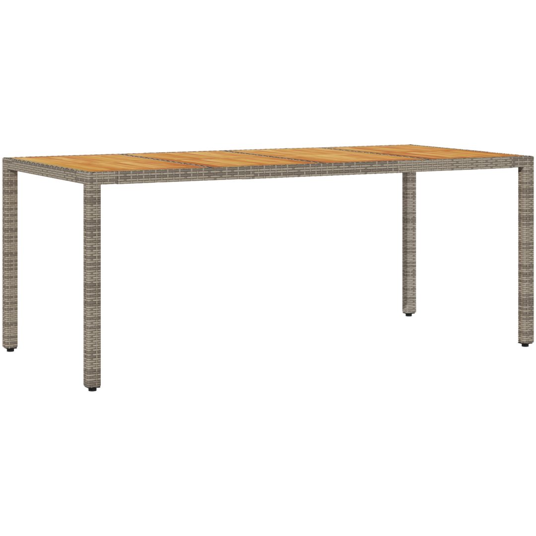 9-delat trädgårdsätbord med kuddar Grå Poly Rattan vidaXL 190 x 90 x 75 cm – bild 5