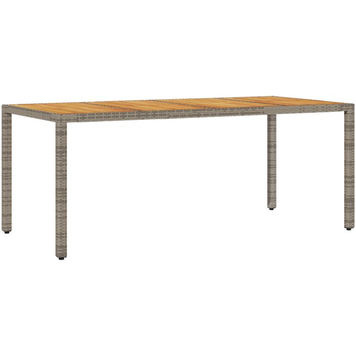 9-delat trädgårdsätbord med kuddar Grå Poly Rattan vidaXL 190 x 90 x 75 cm – bild 5