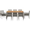 9-delat trädgårdsätbord med kuddar Grå Poly Rattan vidaXL 190 x 90 x 75 cm – miniatyr 7