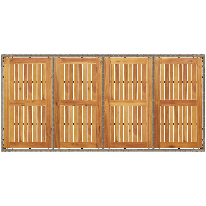 9-delat trädgårdsätbord med kuddar Grå Poly Rattan vidaXL 190 x 90 x 75 cm – bild 8