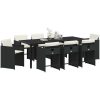 9-delat trädgårdsbord med kuddar svart poly rattan vidaXL 200 x 80 x 73 cm – miniatyr 3