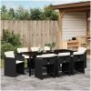 9-delat trädgårdsbord med kuddar svart poly rattan vidaXL 200 x 80 x 73 cm – miniatyr 4