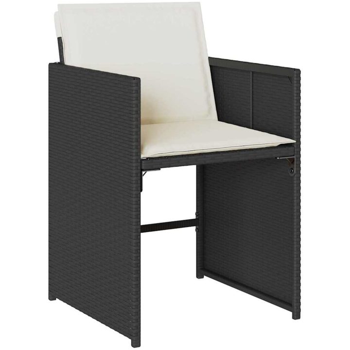 9-delat trädgårdsbord med kuddar svart poly rattan vidaXL 200 x 80 x 73 cm – bild 6
