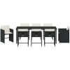 9-delat trädgårdsbord med kuddar svart poly rattan vidaXL 200 x 80 x 73 cm – miniatyr 7