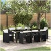 9-delat trädgårdsbord med kuddar svart poly rattan vidaXL 200 x 80 x 73 cm – miniatyr 1