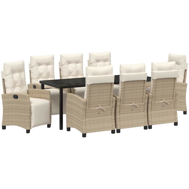 9-delat Trädgårdsdining Set Beige Poly Rattan vidaXL 8 - Sits – bild 2