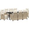 9-delat Trädgårdsdining Set Beige Poly Rattan vidaXL 8 - Sits – miniatyr 3