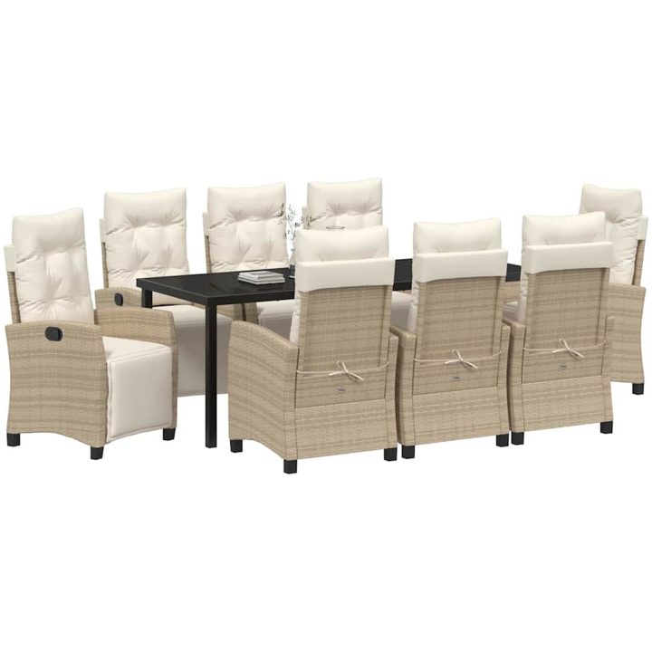 9-delat Trädgårdsdining Set Beige Poly Rattan vidaXL 8 - Sits – bild 3