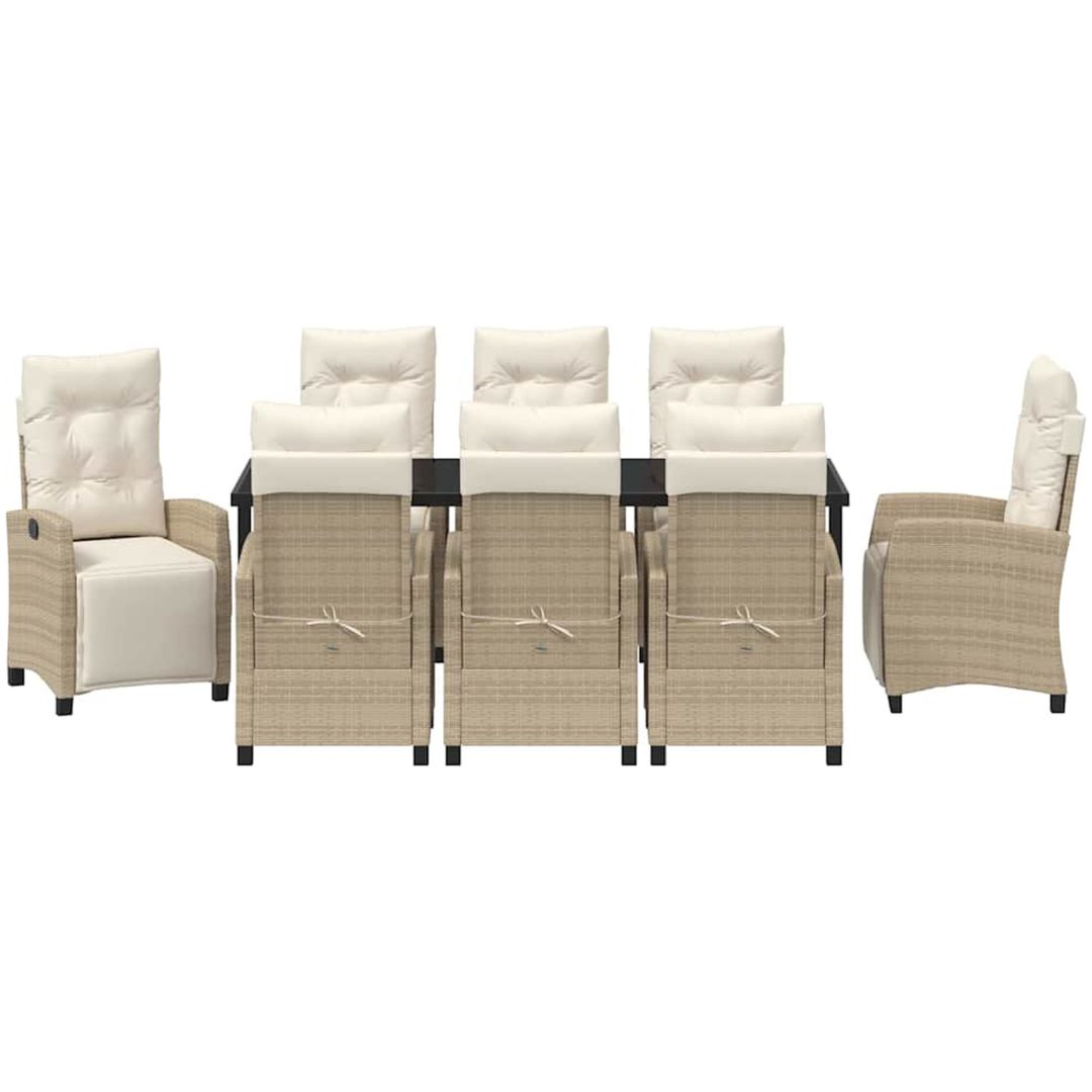9-delat Trädgårdsdining Set Beige Poly Rattan vidaXL 8 - Sits – bild 6