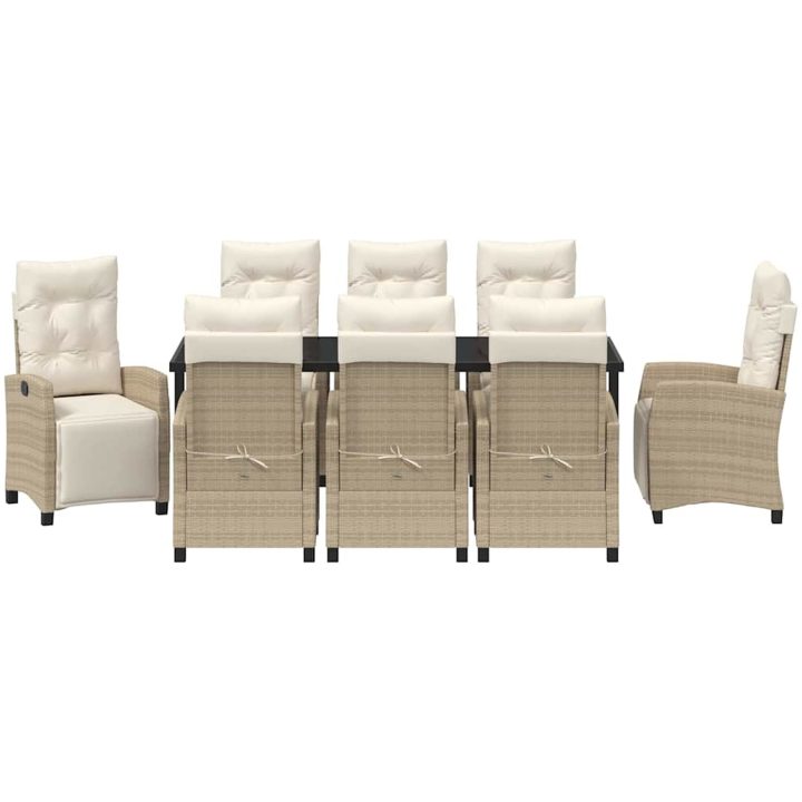 9-delat Trädgårdsdining Set Beige Poly Rattan vidaXL 8 - Sits – bild 6