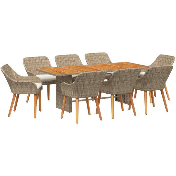 9-delat trädgårdsdining-set beige poly-rattan vidaXL 8 - Sits – bild 2