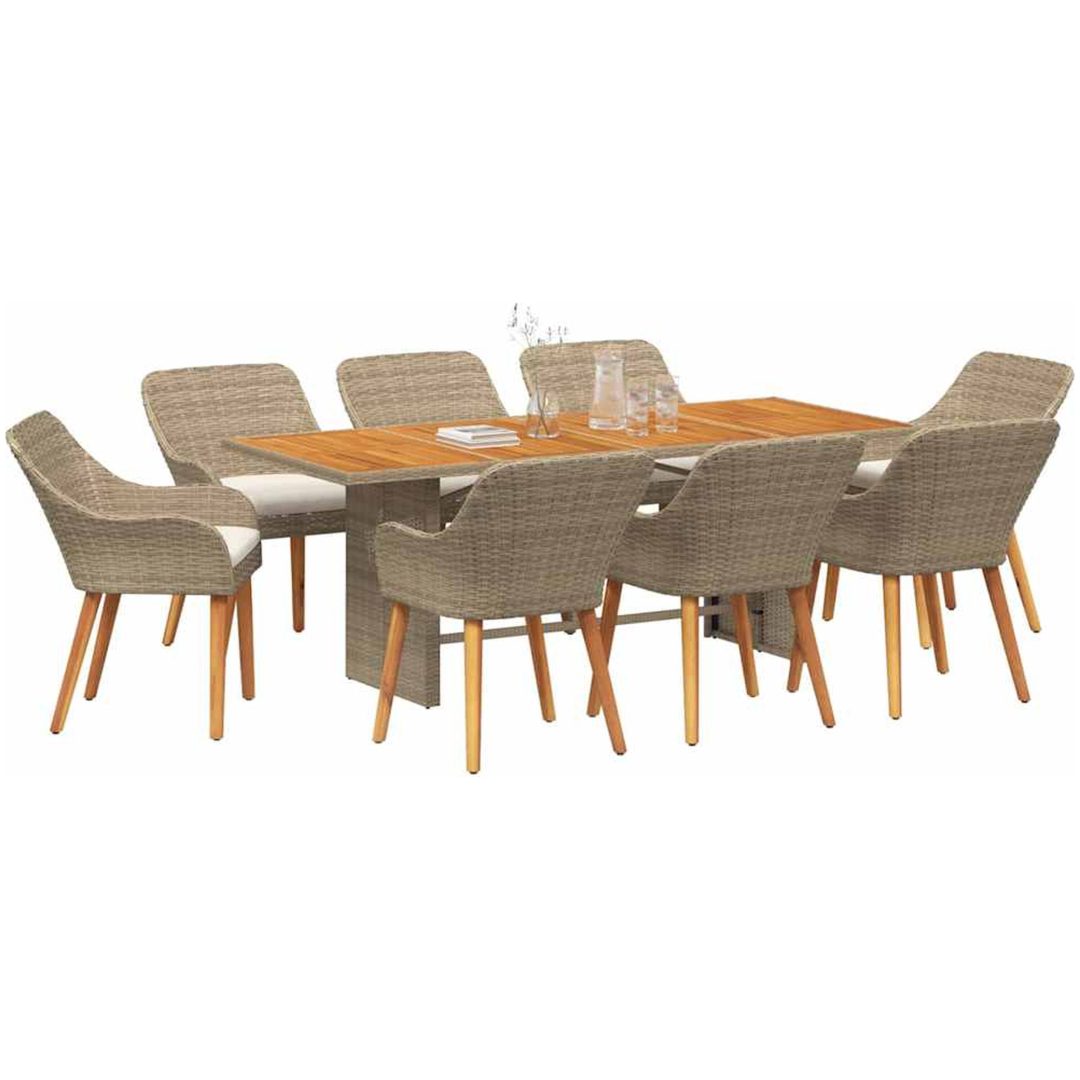 9-delat trädgårdsdining-set beige poly-rattan vidaXL 8 - Sits – bild 3