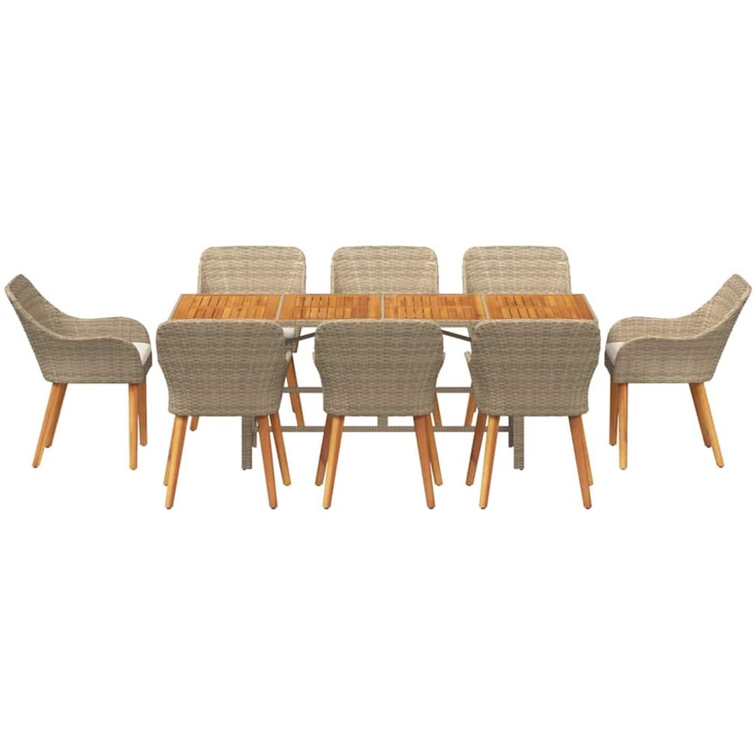 9-delat trädgårdsdining-set beige poly-rattan vidaXL 8 - Sits – bild 7