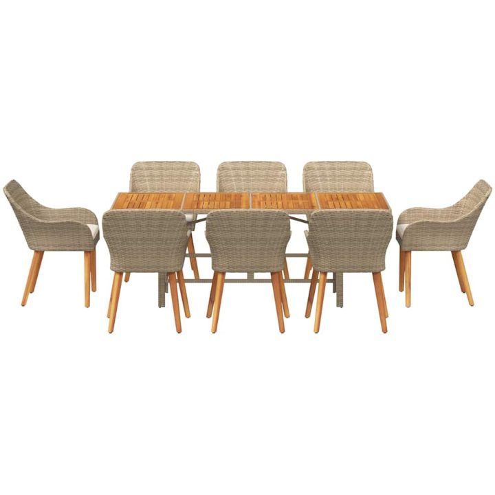 9-delat trädgårdsdining-set beige poly-rattan vidaXL 8 - Sits – bild 7
