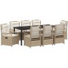 9-delat Trädgårdsdining-set Beige Poly Rattan vidaXL Standard – miniatyr 2