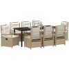 9-delat Trädgårdsdining-set Beige Poly Rattan vidaXL Standard – miniatyr 3