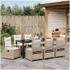 9-delat Trädgårdsdining-set Beige Poly Rattan vidaXL Standard – miniatyr 4