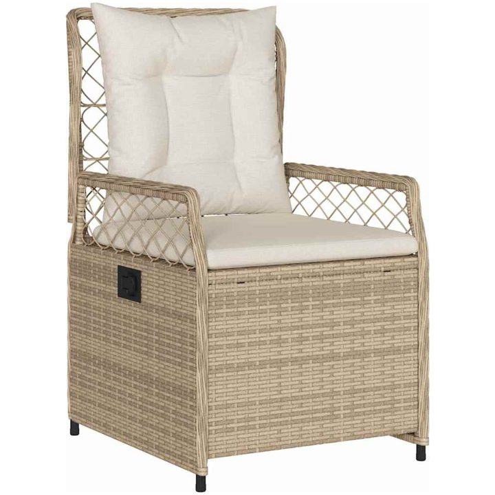 9-delat Trädgårdsdining-set Beige Poly Rattan vidaXL Standard – bild 5