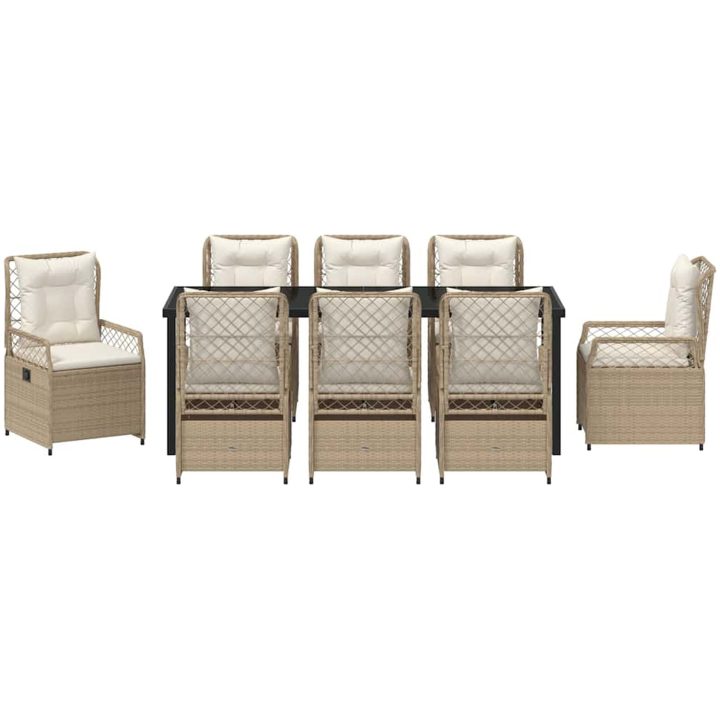 9-delat Trädgårdsdining-set Beige Poly Rattan vidaXL Standard – bild 6
