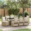 9-delat Trädgårdsdining-set Beige Poly Rattan vidaXL Standard – miniatyr 1