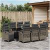 9-delat trädgårdsdining set Grå Poly Rattan vidaXL 8 - Sits – miniatyr 4