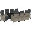 9-delat Trädgårdsdining Set i Grå Poly Rattan vidaXL 200 x 80 x 73 cm – miniatyr 2