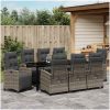 9-delat Trädgårdsdining Set i Grå Poly Rattan vidaXL 200 x 80 x 73 cm – miniatyr 4