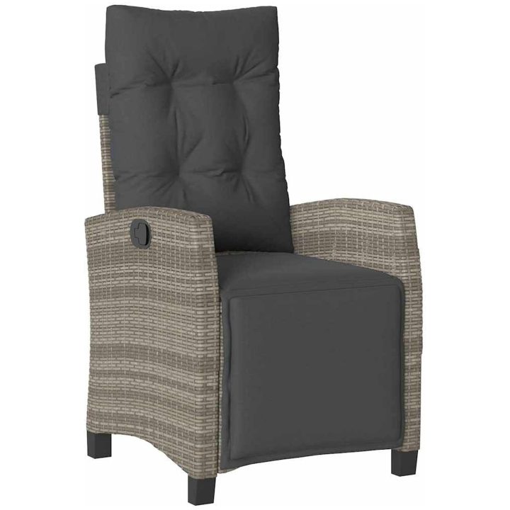 9-delat Trädgårdsdining Set i Grå Poly Rattan vidaXL 200 x 80 x 73 cm – bild 5