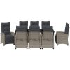 9-delat Trädgårdsdining Set i Grå Poly Rattan vidaXL 200 x 80 x 73 cm – miniatyr 6