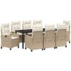 9-delat trädgårdsdining set med beige kuddar, tillverkat av poly-rattan. vidaXL Standard – miniatyr 2