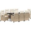 9-delat trädgårdsdining set med beige kuddar, tillverkat av poly-rattan. vidaXL Standard – miniatyr 3