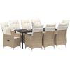 9-delat Trädgårdsdining Set Med Kuddar Beige Poly Rattan vidaXL 200 x 80 x 73 cm – miniatyr 3